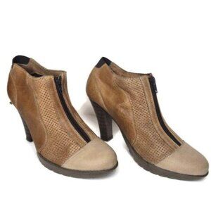 Aquiles Womens Brown Leather Ankle Boots Perforated Design Zipper US 5 ( 38)